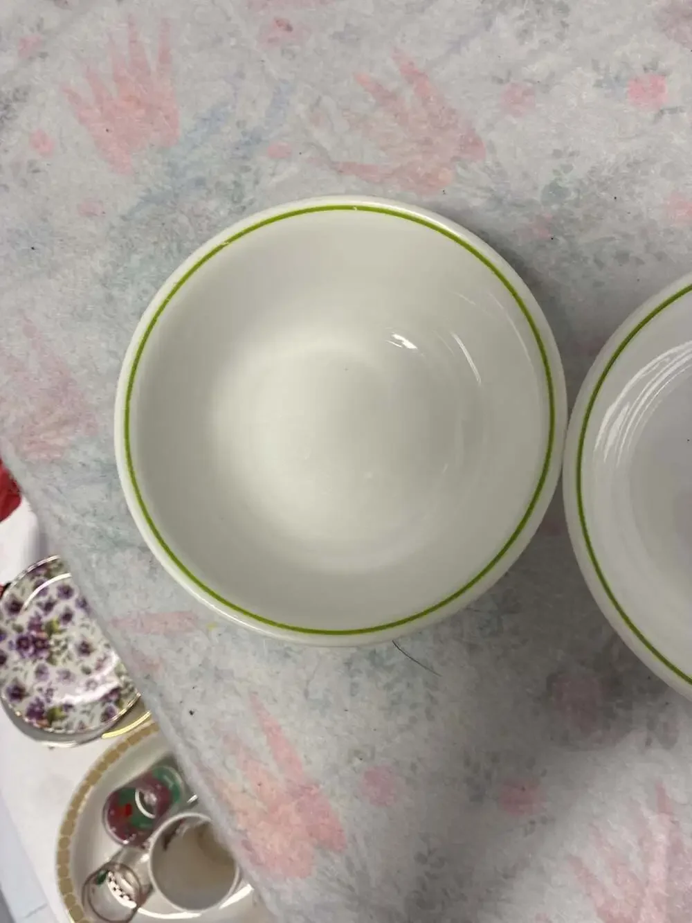 Corelle Spring Meadow Green Stripe Soup Cereal Bowls Set of 2